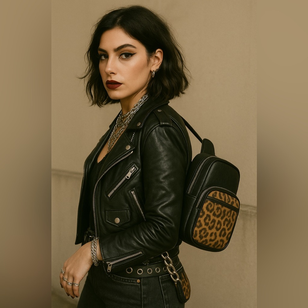 Alexander Wang Attica Bag Leopard Black leather Belt Fanny Sling Rhodium new 995